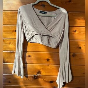 Miss Selfridge Tan Wrap Crop Top